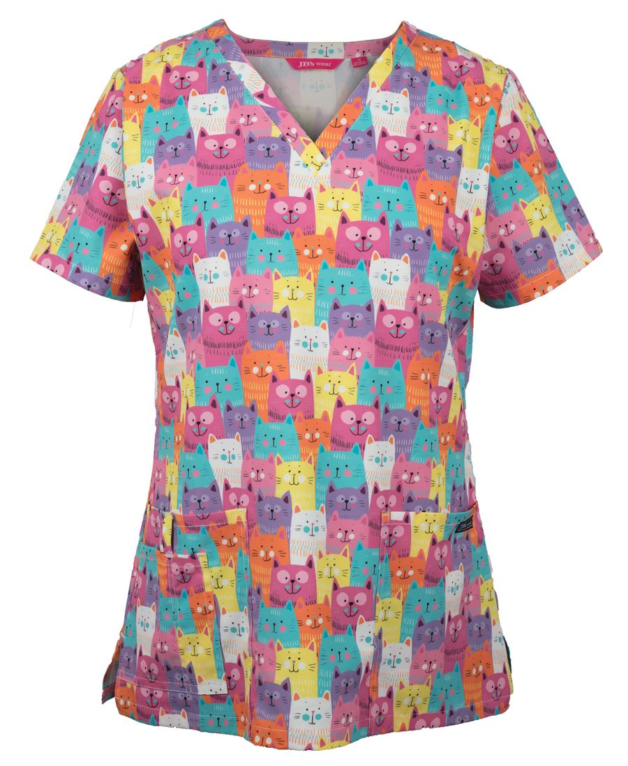 JB's LADIES SCRUB TOP PRINTED