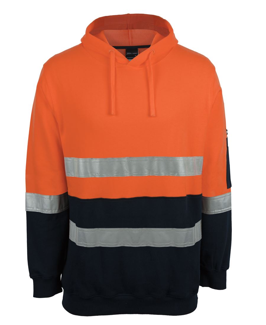JB's HV D+N 310 COTTON PULLOVER FLEECE HOODIE ORANGE/NVY