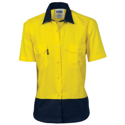Ladies Cttn two tone shirt S/S